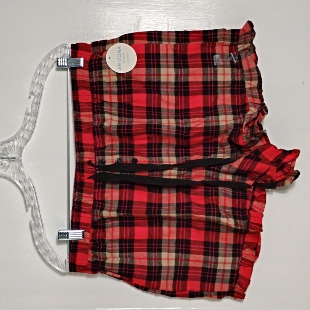 Ladies Lounge Shorts Arizona Body Sleepwear Red Plaid with Drawstring
